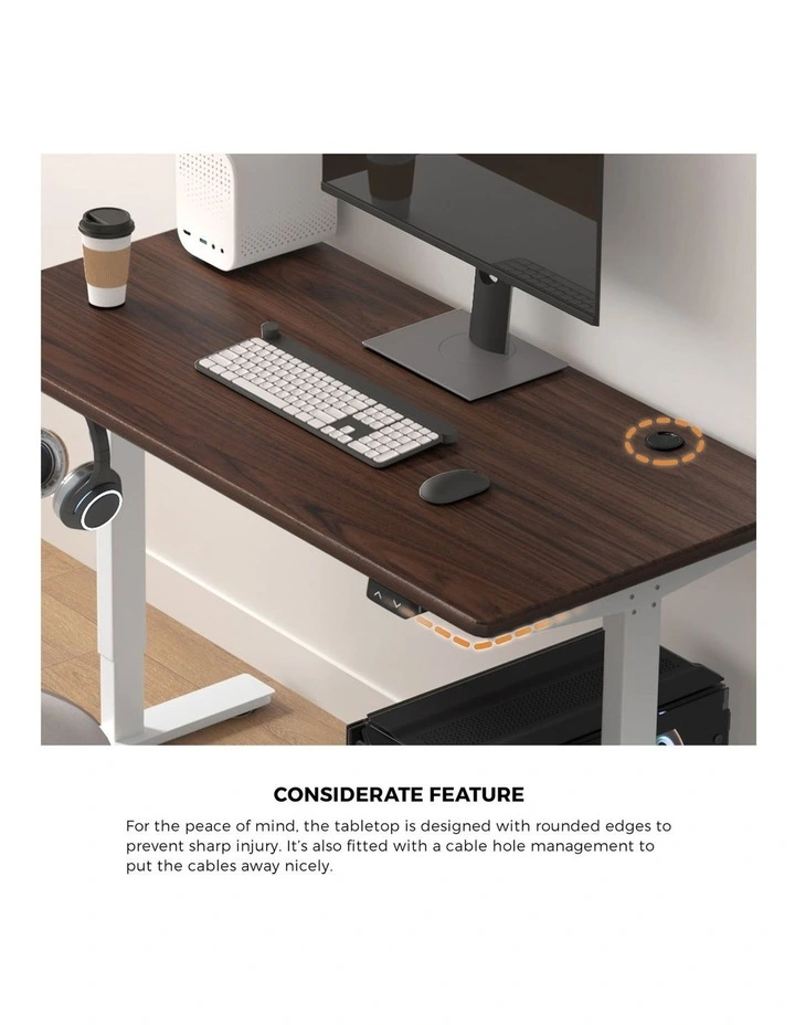 Oikiture Electric Standing Desk Single Motor 140cm Walnut Tabletop image 6