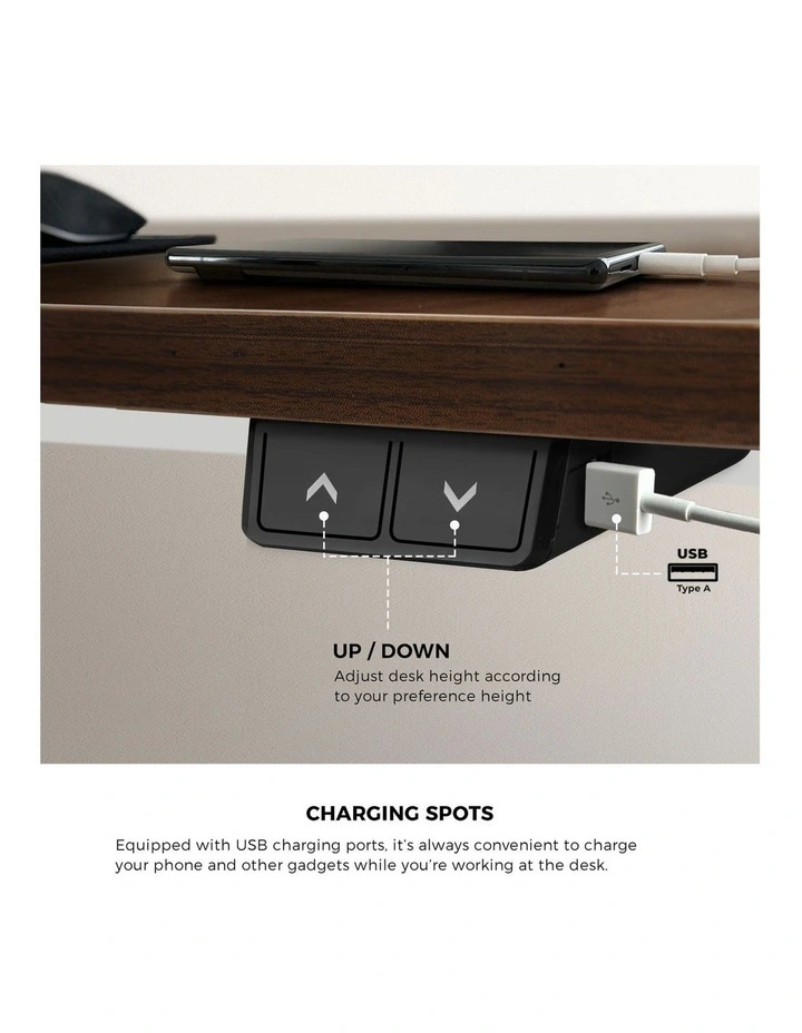 Oikiture Electric Standing Desk Single Motor 140cm Walnut Tabletop image 7