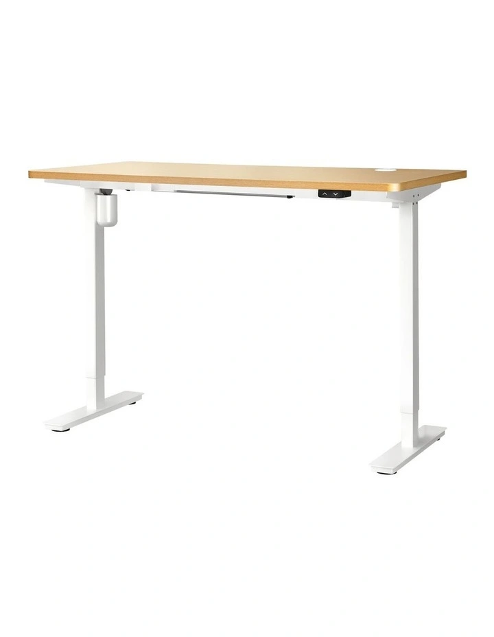 Oikiture Electric Standing Desk Single Motor 120cm OAK Tabletop image 1