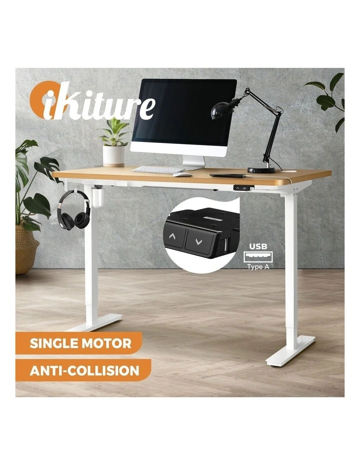 Oikiture Electric Standing Desk Single Motor 120cm OAK Tabletop image 4