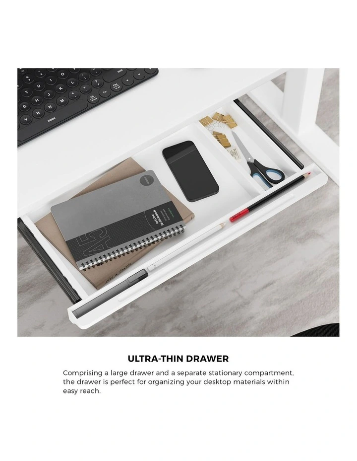 Oikiture 140cm Electric Standing Desk with Drawer Dual Motor White image 5