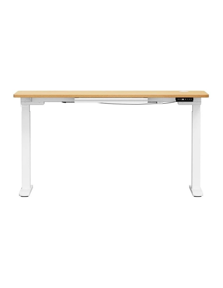 Oikiture 150cm Electric Standing Desk with Drawer Dual Motor White Oak image 2