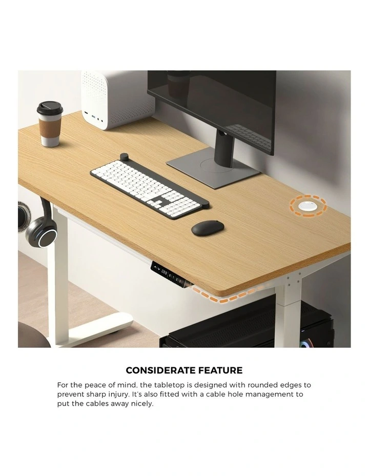Oikiture 150cm Electric Standing Desk with Drawer Dual Motor White Oak image 6