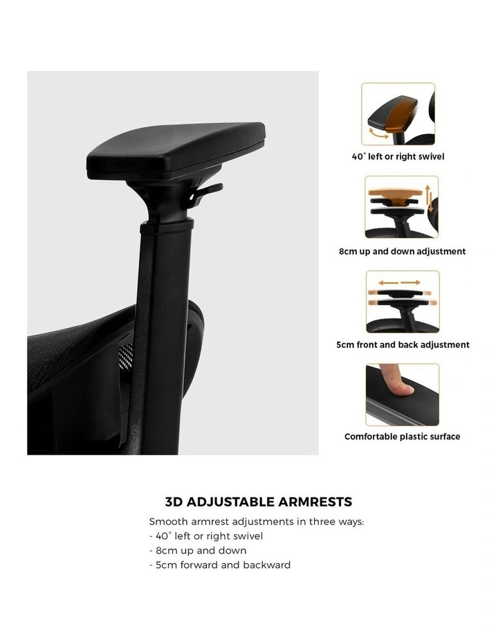 Oikiture Office Sit-stand Desk and Ergonomic Chair Set Black & Oak image 7