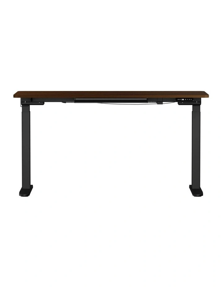 Oikiture 160cm Electric Standing Desk with Drawer Dual Motor Black Walnut image 2