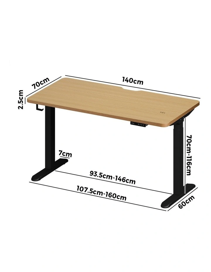 Oikiture Electric Standing Desk With Wireless Charging Dual Motor 140CM image 3