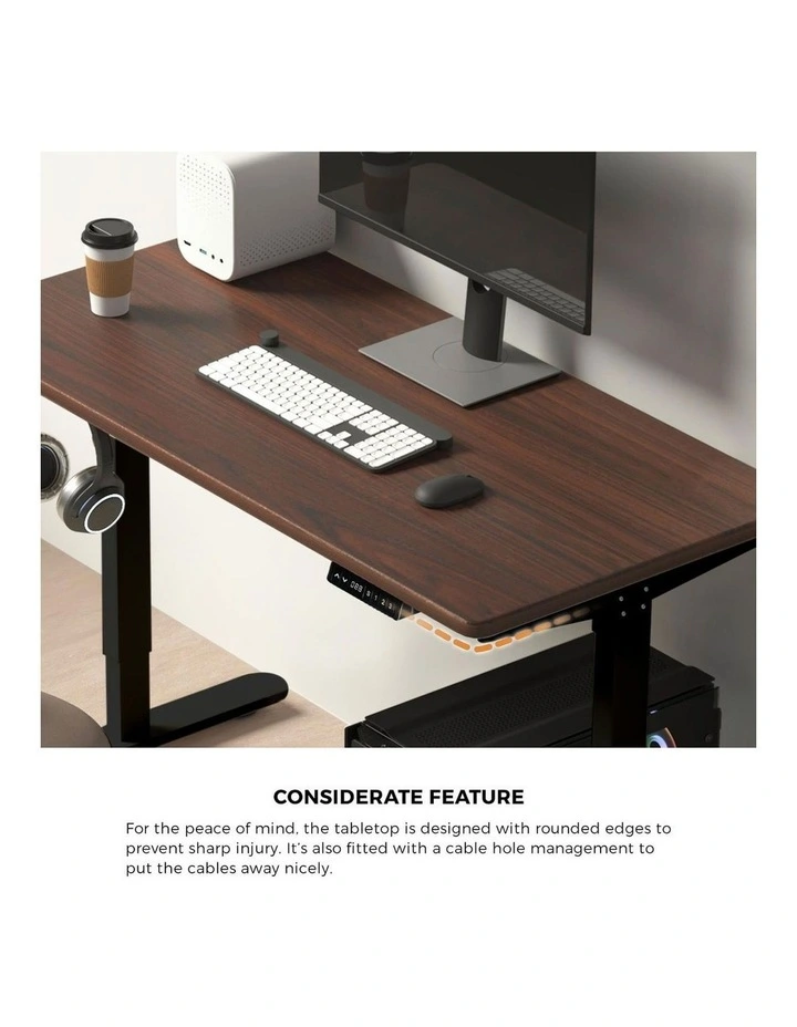 Oikiture Electric Standing Desk Single Motor 160cm Walnut image 6
