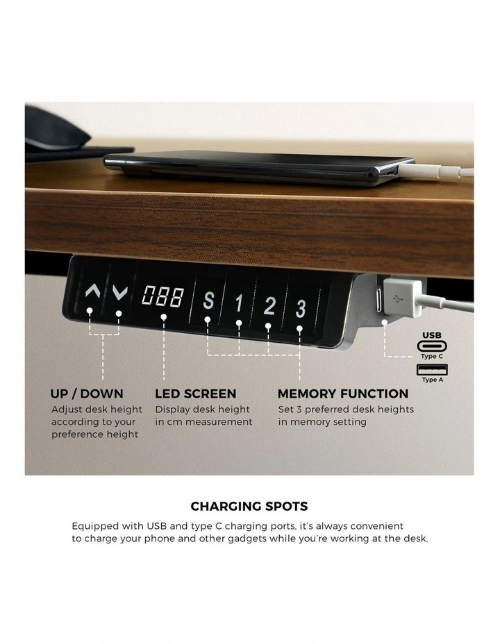 Oikiture Electric Standing Desk Single Motor 160cm Walnut image 7