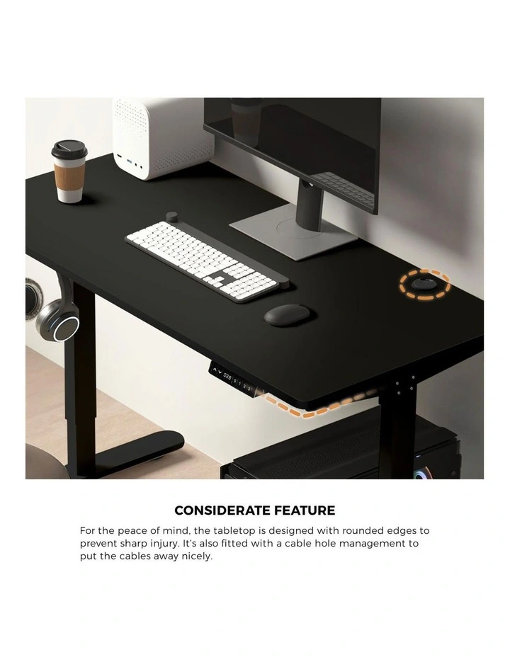 Oikiture Electric Standing Desk Single Motor 1.4m Black Tabletop image 6