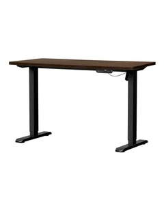 Oikiture Electric Standing Desk Single Motor 140CM Walnut Tabletop