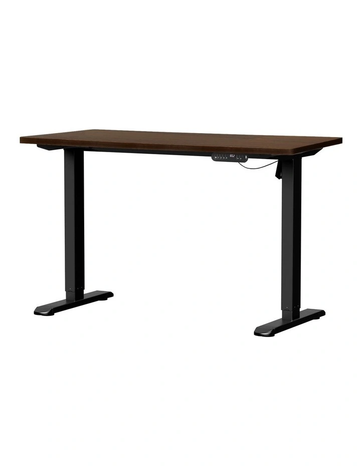 Oikiture Electric Standing Desk Single Motor 140CM Walnut Tabletop image 1