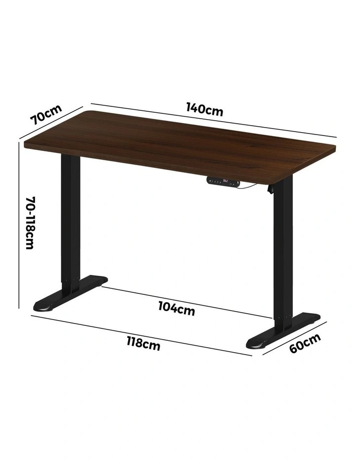Oikiture Electric Standing Desk Single Motor 140CM Walnut Tabletop image 3
