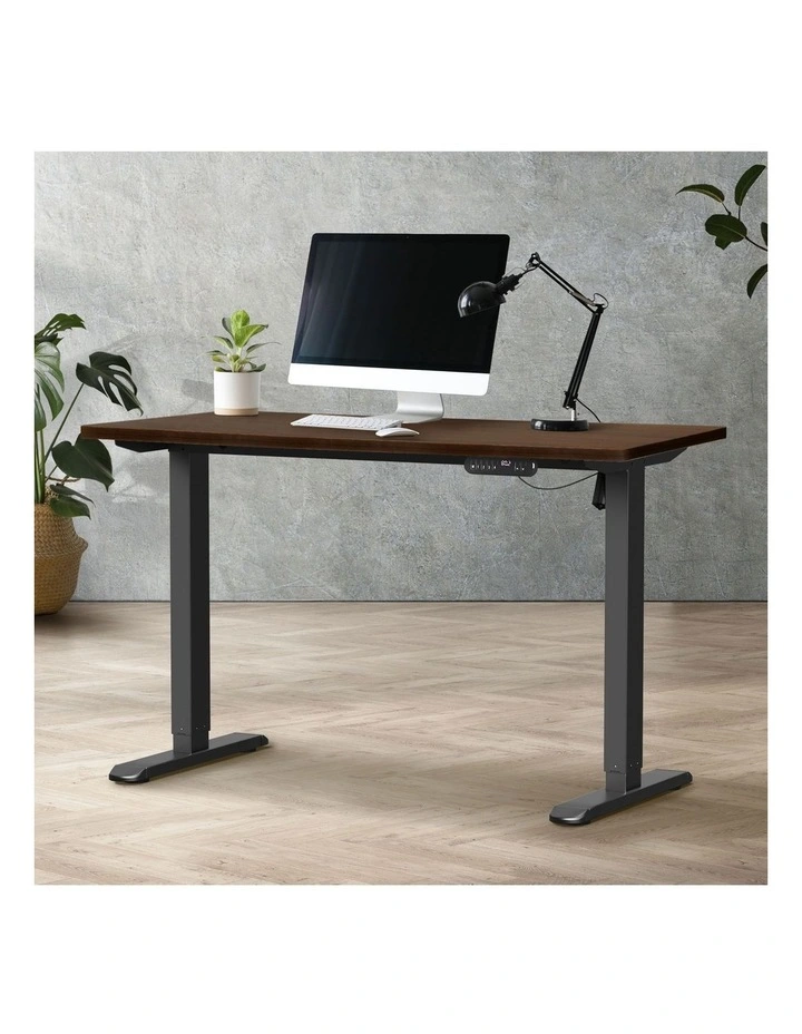 Oikiture Electric Standing Desk Single Motor 140CM Walnut Tabletop image 4