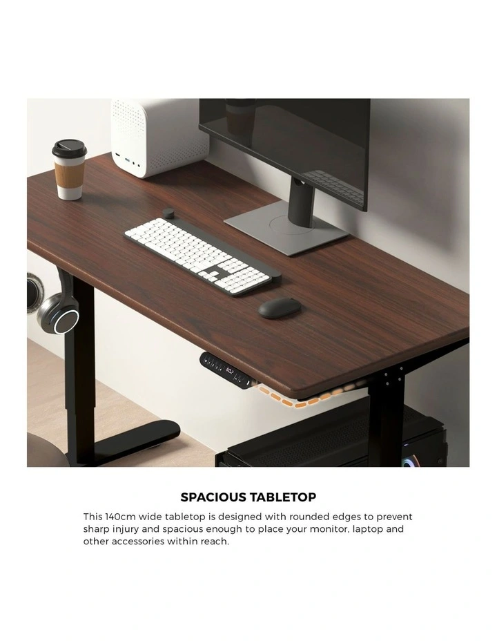 Oikiture Electric Standing Desk Single Motor 140CM Walnut Tabletop image 6
