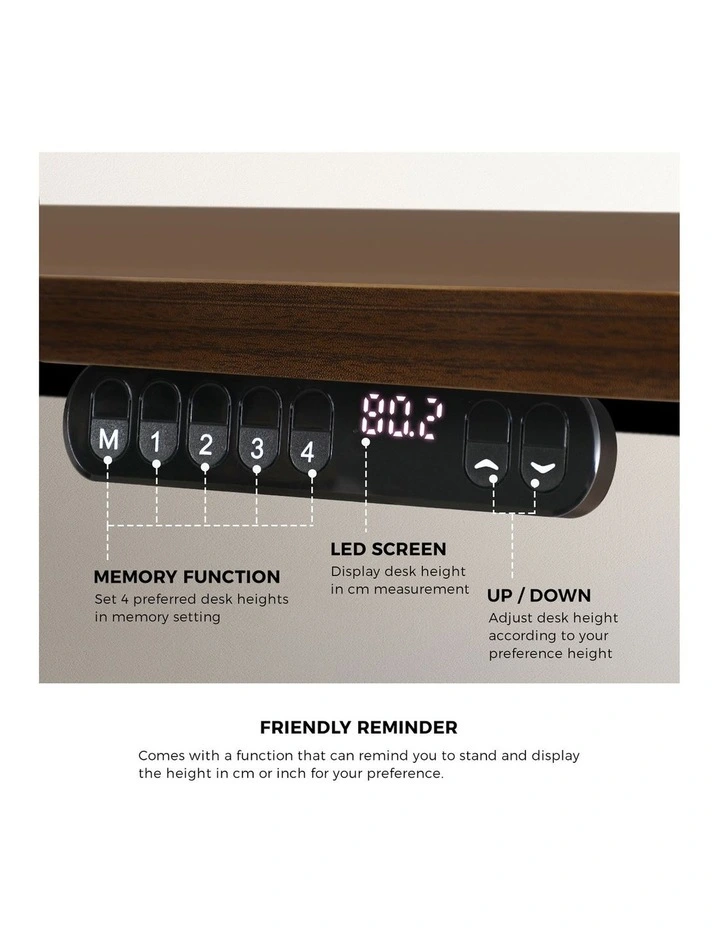 Oikiture Electric Standing Desk Single Motor 140CM Walnut Tabletop image 7