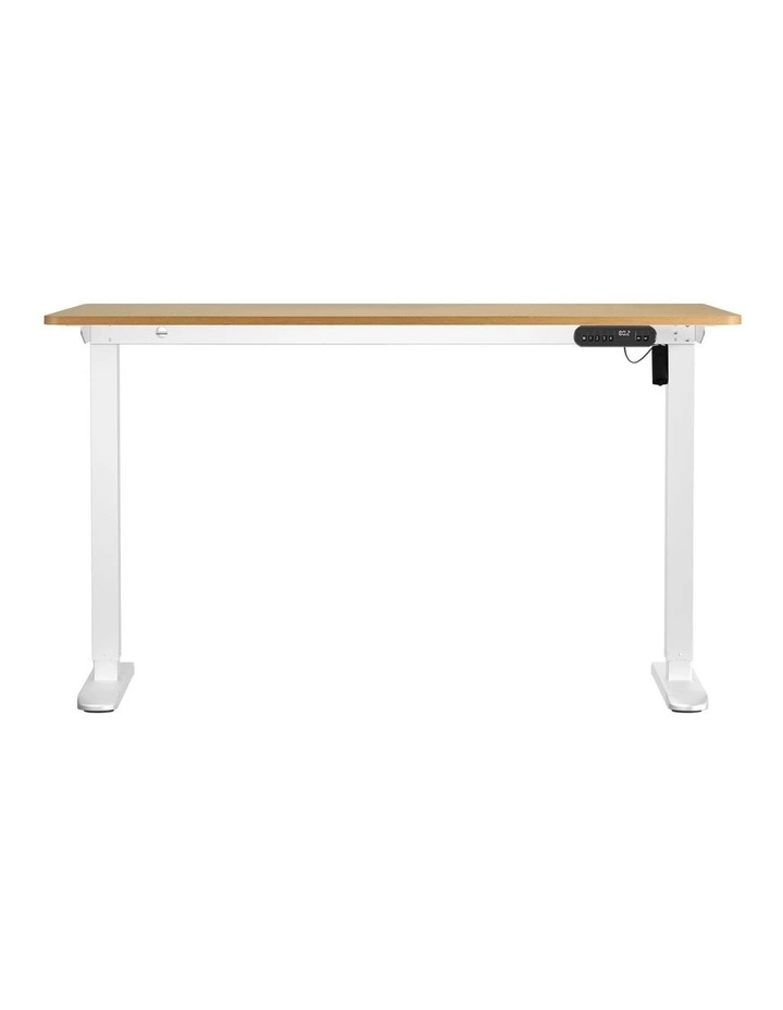 Oikiture Electric Standing Desk Single Motor White Frame 140CM OAK Tabletop image 2