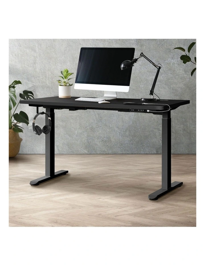 Oikiture Electric Standing Desk Dual Motor 140cm Black Tabletop image 4