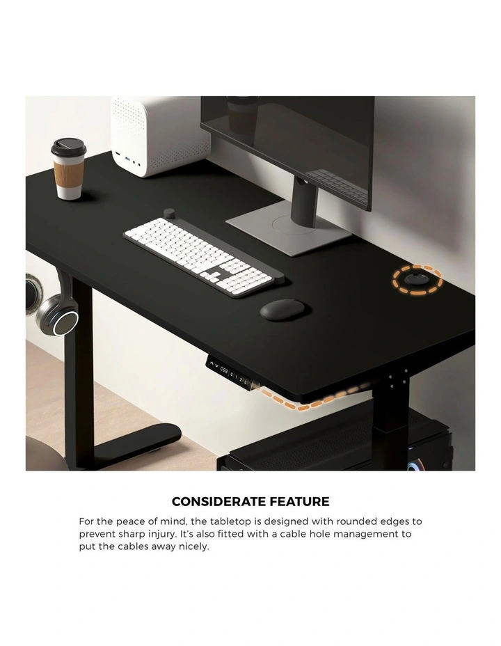 Oikiture Electric Standing Desk Dual Motor 140cm Black Tabletop image 6