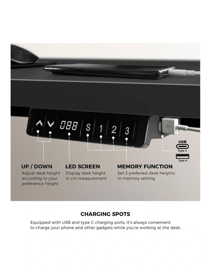 Oikiture Electric Standing Desk Dual Motor 140cm Black Tabletop image 7