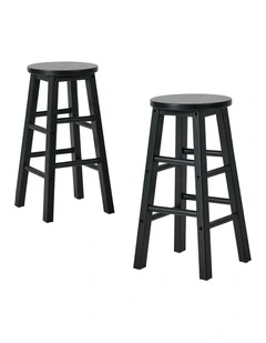 Oikiture 2x Bar Stool Kitchen Counter Round Chair Split-Level Footrest Black