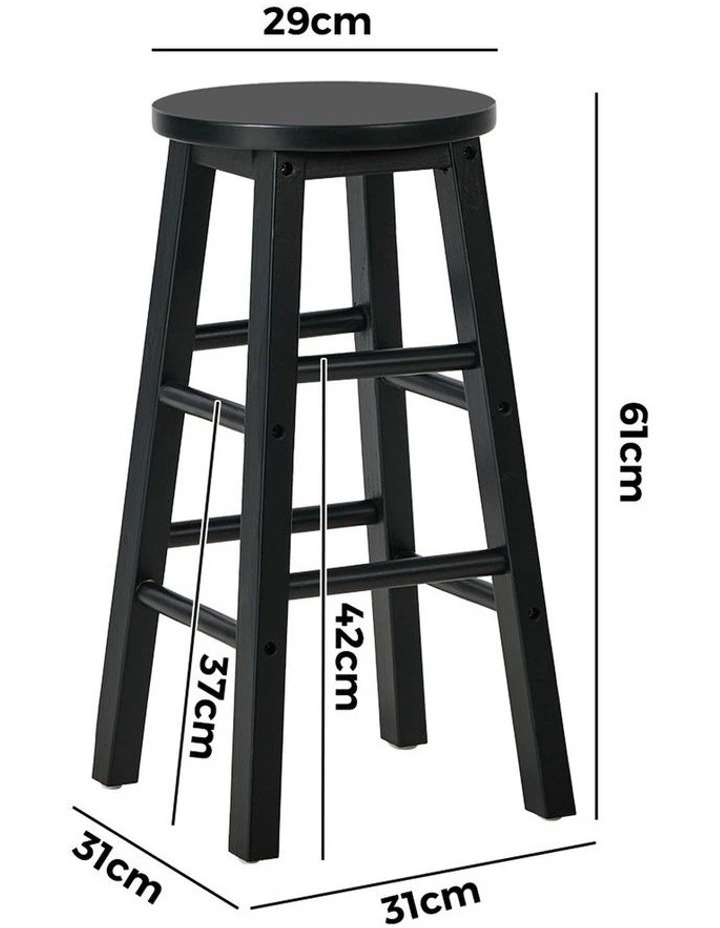 Oikiture 2x Bar Stool Kitchen Counter Round Chair Split-Level Footrest Black image 3