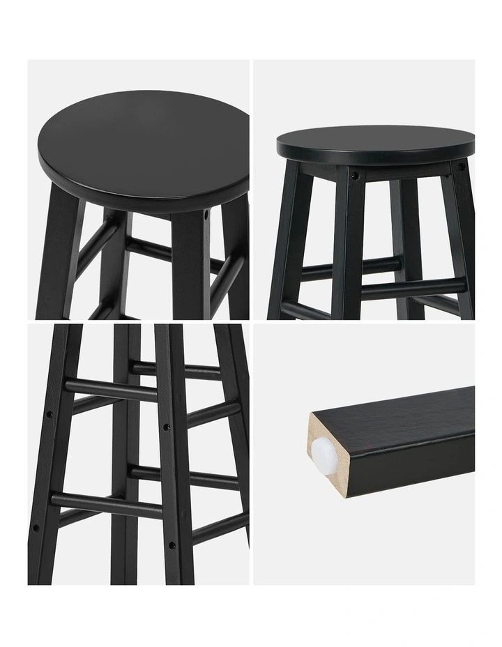 Oikiture 2x Bar Stool Kitchen Counter Round Chair Split-Level Footrest Black image 6
