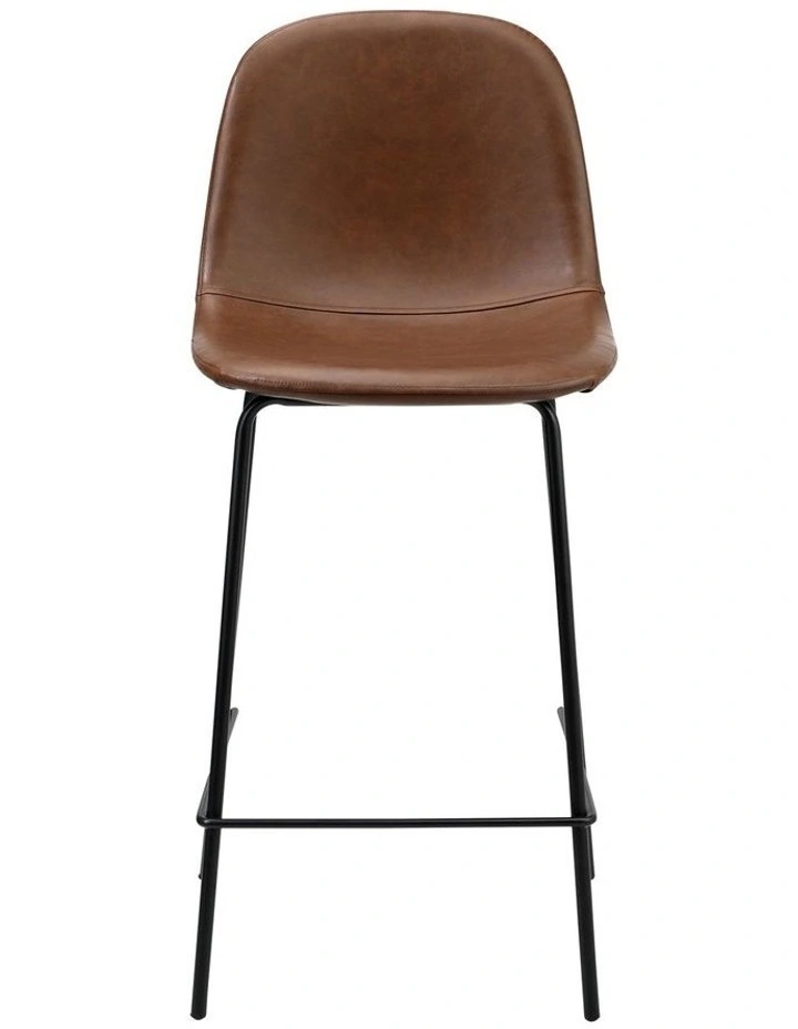 Oikiture 2x Bar Stools Kitchen Dining Chair Counter Stool PU Leather Brown image 2
