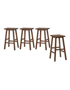 Oikiture 4x Bar Stool Kitchen Counter Dining Chair Split-Level Footrest Walnut