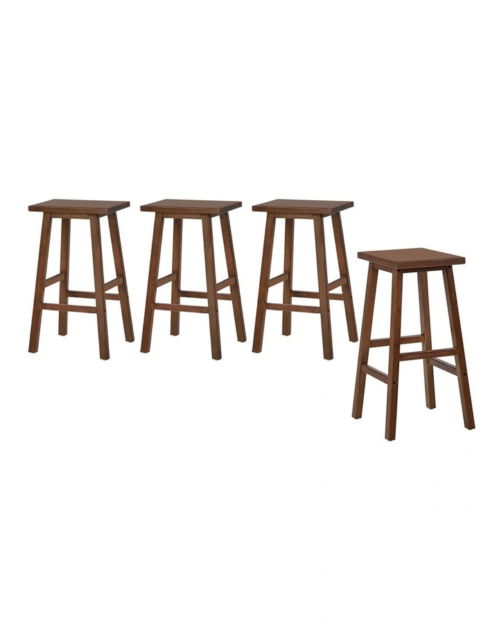 Oikiture 4x Bar Stool Kitchen Counter Dining Chair Split-Level Footrest Walnut image 1