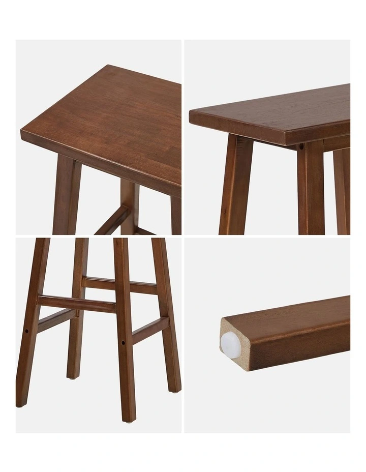 Oikiture 4x Bar Stool Kitchen Counter Dining Chair Split-Level Footrest Walnut image 6