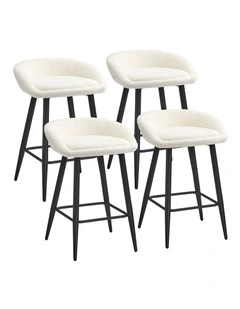 Oikiture Bar Stools Set of 4 Kitchen Dining Chairs Counter Stool White Boucle