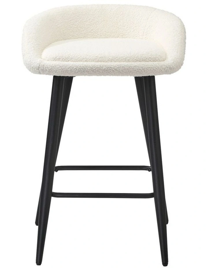Oikiture Bar Stools Set of 4 Kitchen Dining Chairs Counter Stool White Boucle image 2
