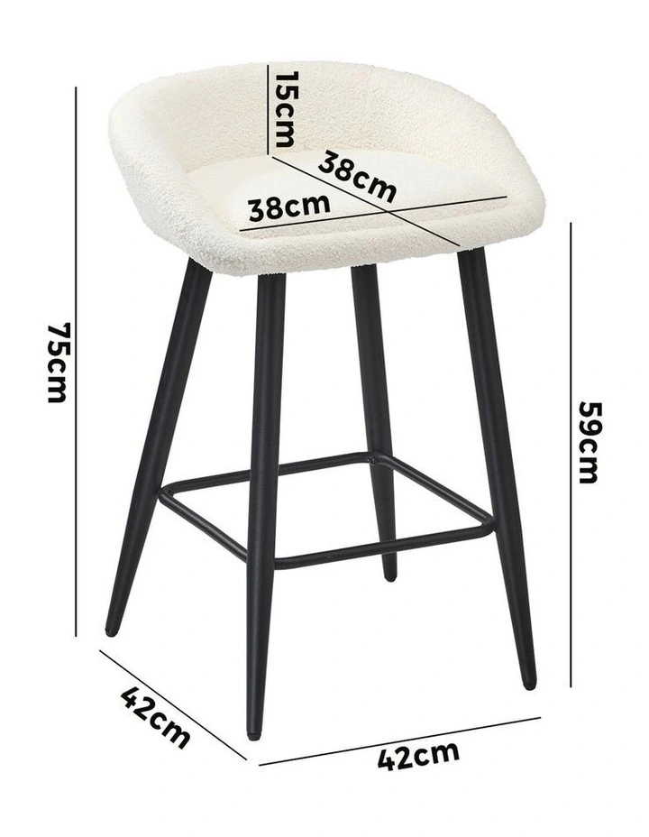 Oikiture Bar Stools Set of 4 Kitchen Dining Chairs Counter Stool White Boucle image 3