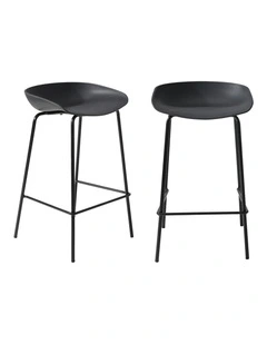 Oikiture 2x Kitchen Bar Stools Stool Dinning Counter Chairs Metal Black