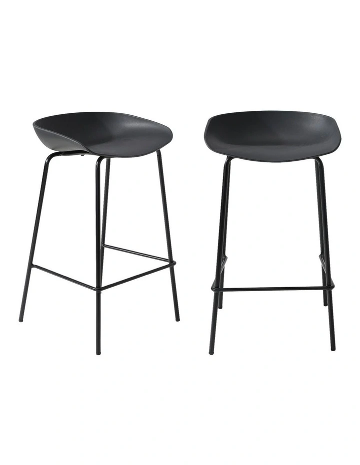 Oikiture 2x Kitchen Bar Stools Stool Dinning Counter Chairs Metal Black image 1