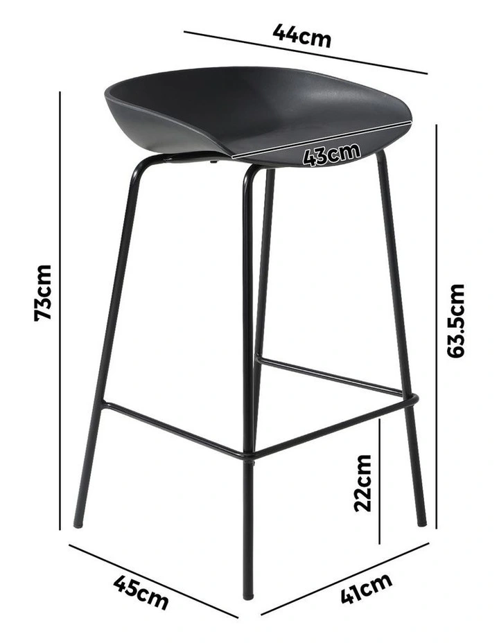 Oikiture 2x Kitchen Bar Stools Stool Dinning Counter Chairs Metal Black image 3