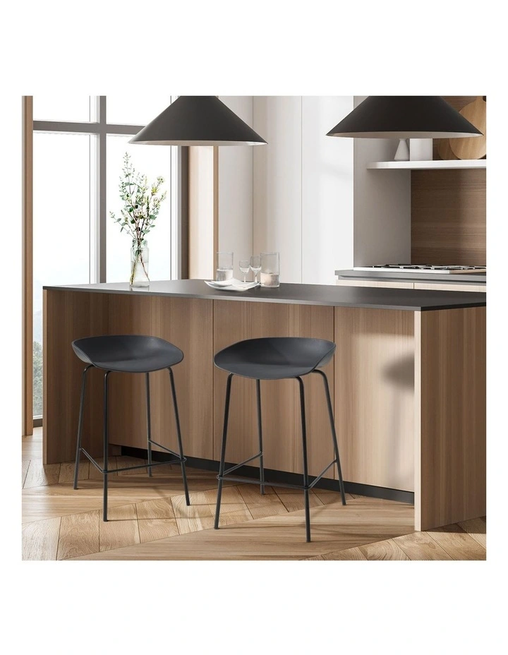 Oikiture 2x Kitchen Bar Stools Stool Dinning Counter Chairs Metal Black image 6