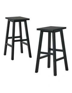 Oikiture 2x Bar Stool Kitchen Counter Dining Chair Split-Level Footrest Black