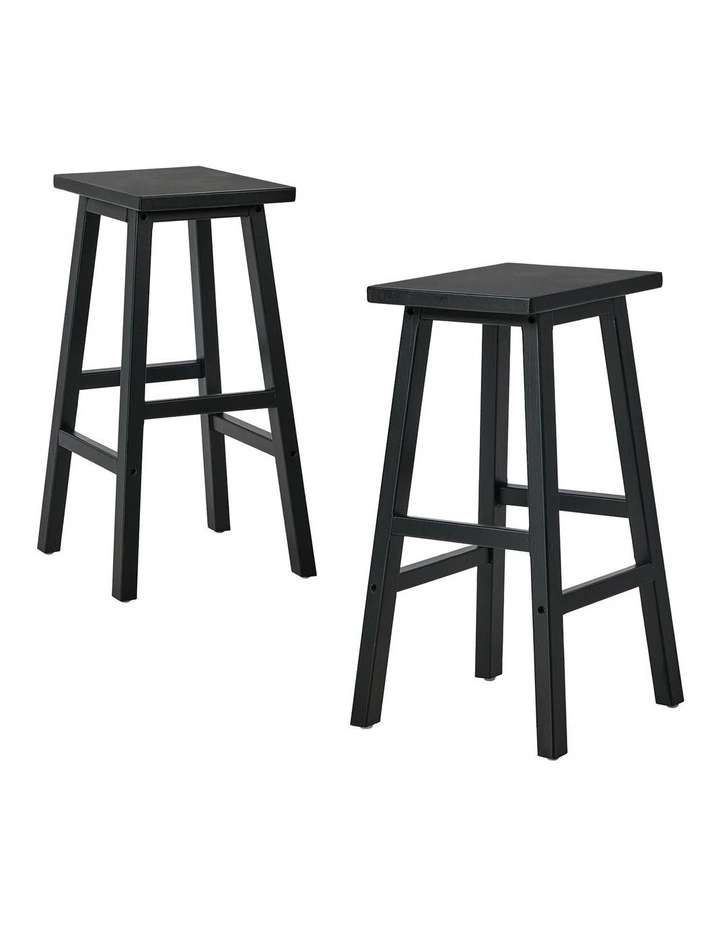 Oikiture 2x Bar Stool Kitchen Counter Dining Chair Split-Level Footrest Black image 1