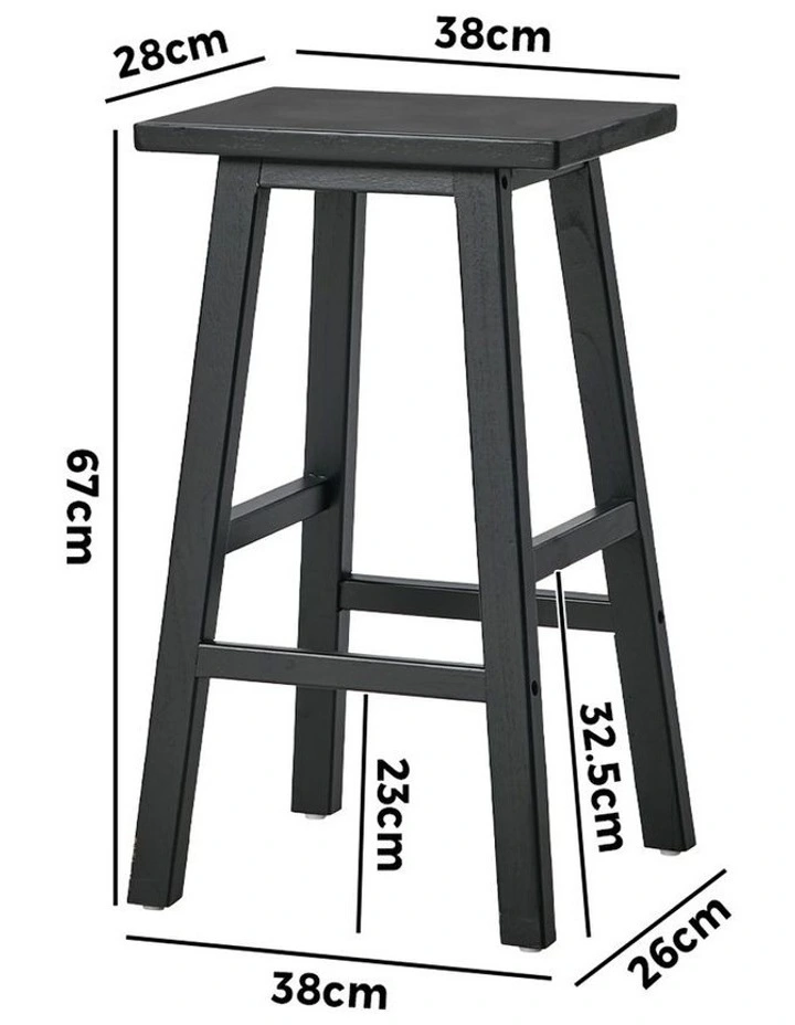 Oikiture 2x Bar Stool Kitchen Counter Dining Chair Split-Level Footrest Black image 3
