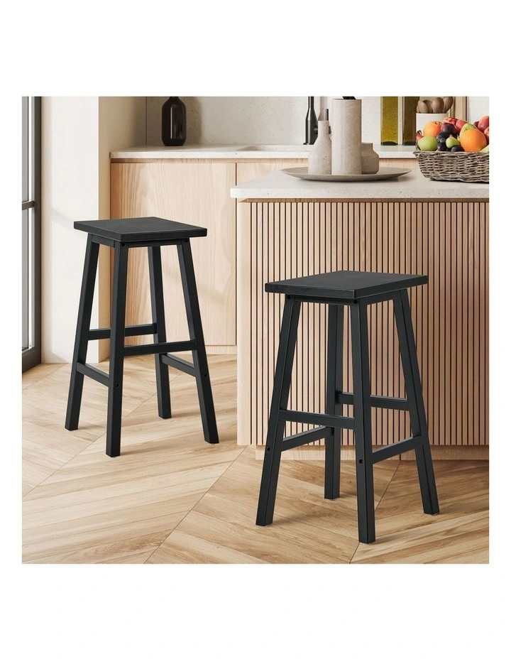 Oikiture 2x Bar Stool Kitchen Counter Dining Chair Split-Level Footrest Black image 4