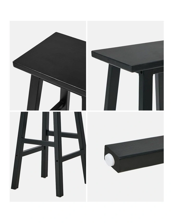 Oikiture 2x Bar Stool Kitchen Counter Dining Chair Split-Level Footrest Black image 6