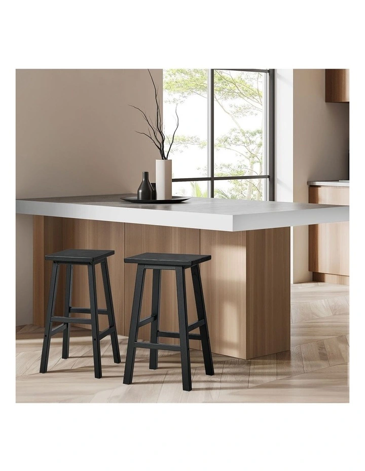 Oikiture 2x Bar Stool Kitchen Counter Dining Chair Split-Level Footrest Black image 7