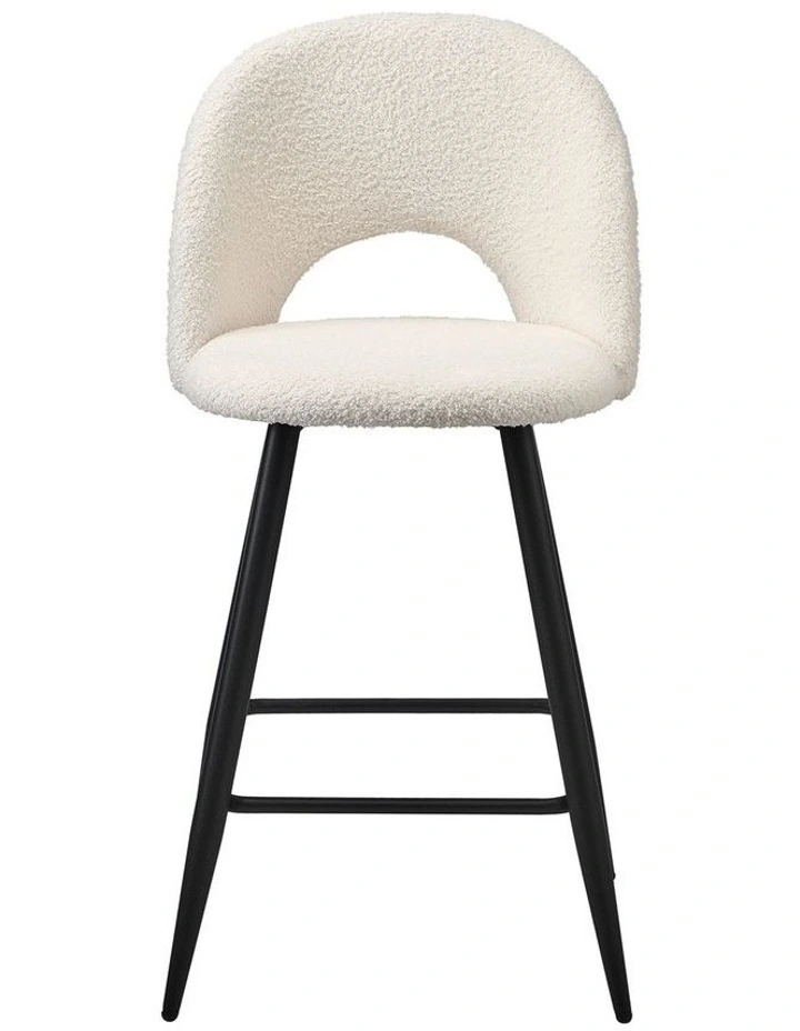 Oikiture 2x Bar Stools Kitchen Counter Stool Dining Chairs Boucle White HORN image 2