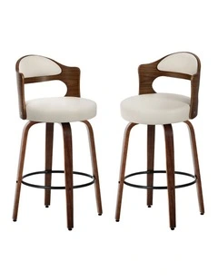 Oikiture 2x Bar Stools Kitchen Swivel Counter Chair Shell Leather White
