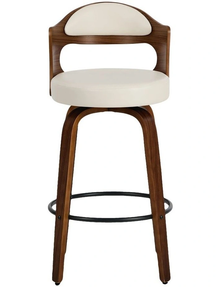 Oikiture 2x Bar Stools Kitchen Swivel Counter Chair Shell Leather White image 2