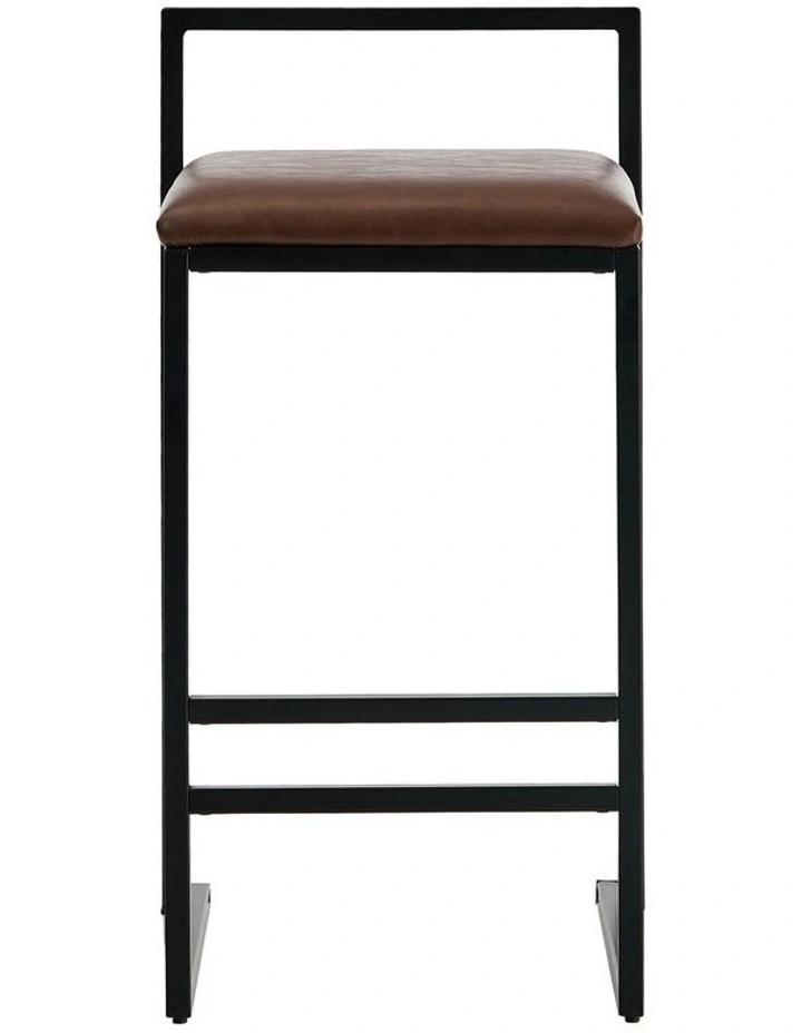 Oikiture 4x Bar Stools Kitchen Stool Metal Counter Chair Barstools Brown Leather image 2