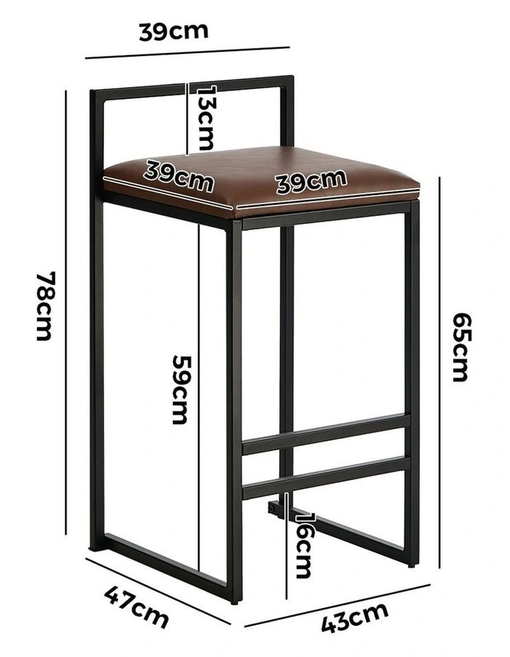 Oikiture 4x Bar Stools Kitchen Stool Metal Counter Chair Barstools Brown Leather image 3
