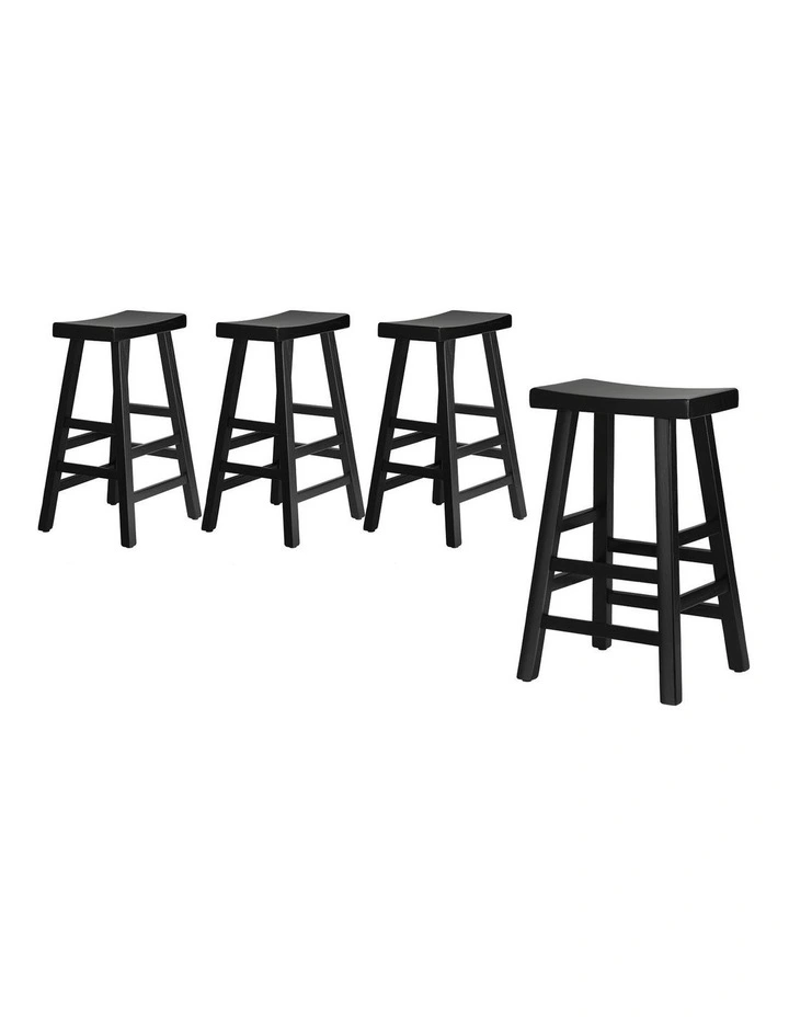 Oikiture 4X Bar Stools Kitchen Stool Wooden Counter Chairs Barstools Black image 1