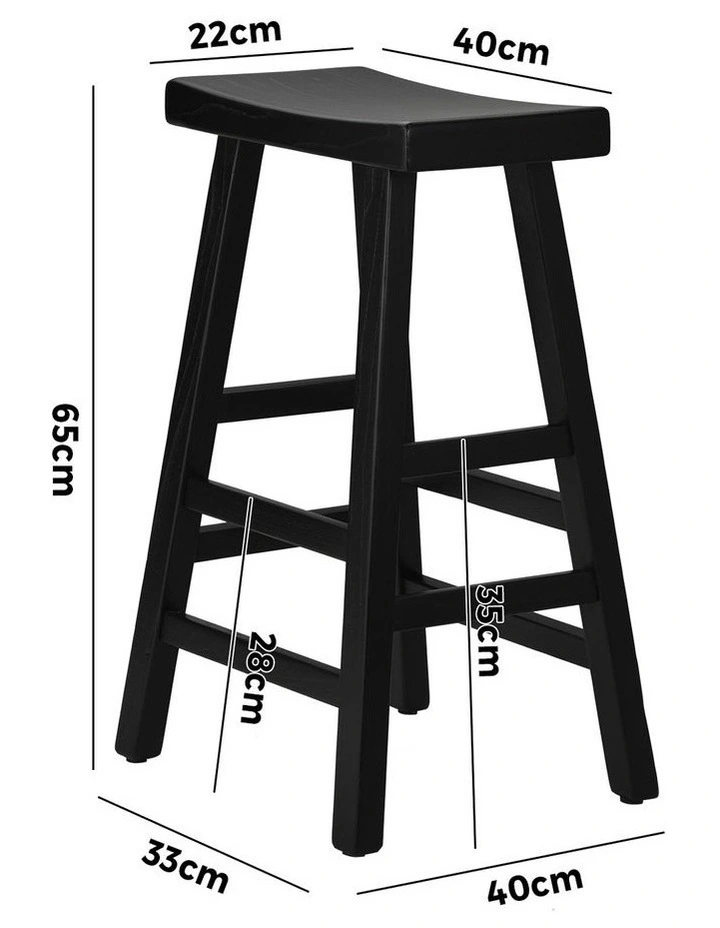 Oikiture 4X Bar Stools Kitchen Stool Wooden Counter Chairs Barstools Black image 3